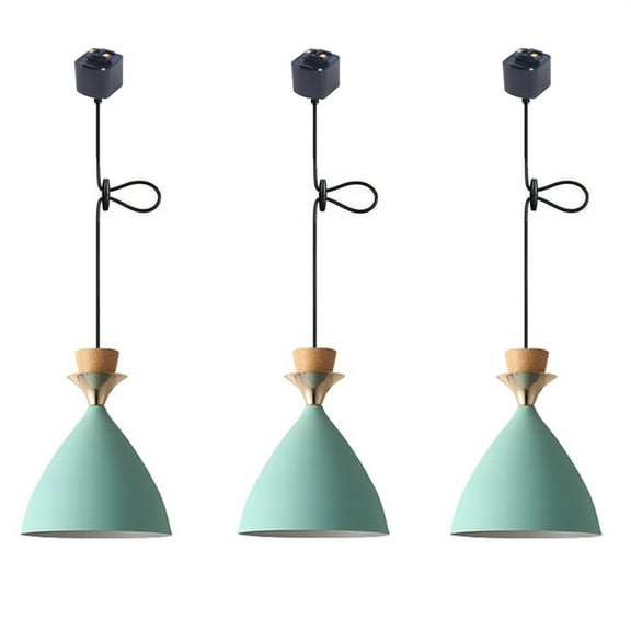 JLOWCO 3 Pack Track Lighting Pendants Adjustable Height Light Fixture Dining Room Hanging Lights for Ceiling Green Farmhouse Pendant Lights Kitchen Island (LED Bulb Include)