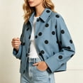 thumbnail image 6 of Lutiedan Women's Polka Dot Cropped Jacket Waterproof Button Front Collared Outerwear Casual Baggy Streetwear Jacket S-3XL, 6 of 8