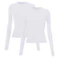 thumbnail image 2 of VJGBEGW 2 Pack Women Long Sleeve Crew Neck Shirts Basic Tops Slim Fit Ruch Side Tees Going Out Layering Thirts White L, 2 of 6