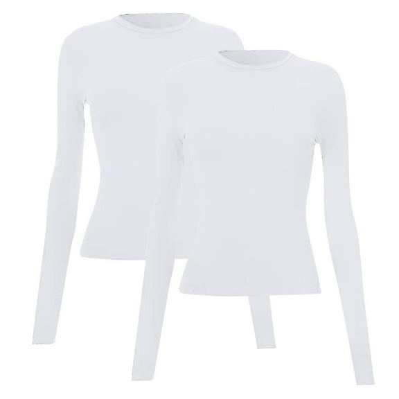 Gkeoshab Womens Tops 2025 New Women's Long Sleeve Fitted Pullover Tops 2 Pack Stretch Layering Shirts A L