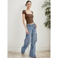 thumbnail image 3 of Women's short Sleeve Short Sleeve Tops Square Neck T Shirts Fitted Basic Tee, 3 of 6