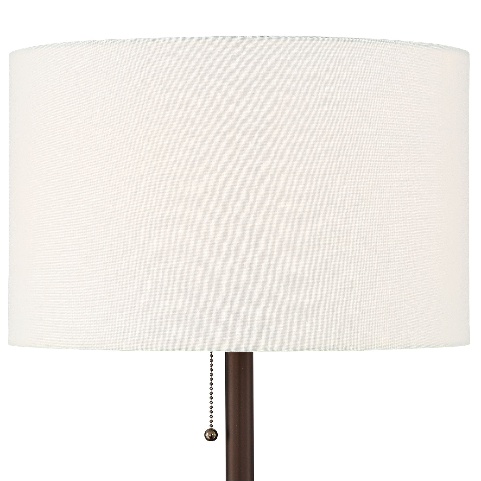 360 Lighting Caper Modern Floor Lamp with Tray Table 60 1/2" Tall Bronze USB and AC Power Outlet Off White Fabric Drum Shade for Living Room Office