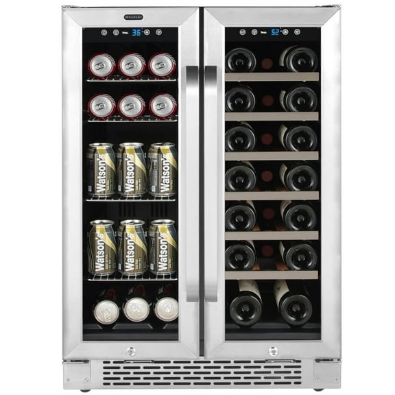 Whynter BWB-2060FDS/BWB-2060FDSa 24″ Built-In French Door Dual Zone 20 Bottle Wine Refrigerator 69 Can Beverage Center