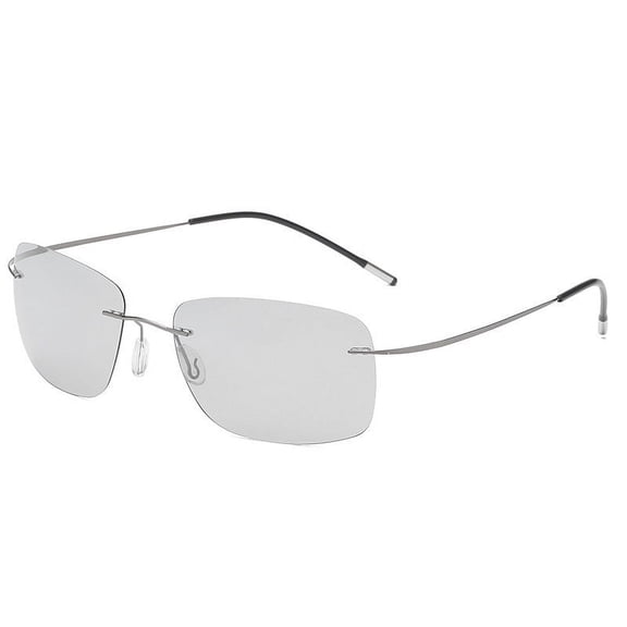 Mens Polarized Sunglasses, Frameless Alloy Driving Sunglasses with Anti-UVA/UVB Resin Lenses, Fashion Trend