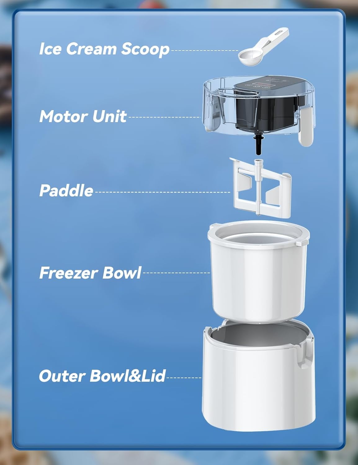Ice  Maker 1.5-Qt with LCD Screen and Timer, Quiet  Yogurt  for Sorbet Gelato