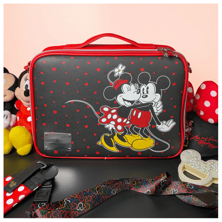 Impressions Vanity Disney Mickey Minnie Makeup Organizer Bag with Adjustable Dividers Black Size 27 to 50 Inches
