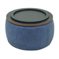 thumbnail image 6 of Round Coffee Table, BTMWAY 2 in 1 Round Storage Ottoman with Reversible Lid Tray, Upholstered Round Storage Ottoman Coffee Table with Storage, Footstool End Table for Living Room, Bedroom, Navy Blue, 6 of 9