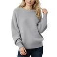 thumbnail image 5 of vigerkar Womens Oversized Long Sleeve Crewneck Fall Sweaters Chunky Knit Pullover Clothes Trendy Outfits (Grey, 3XL), 5 of 6