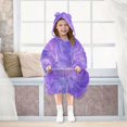 thumbnail image 7 of Wearable Blanket with Sleeves and Pocket Oversized Hooded Sweatshirt 3-14 YR Purple Background with White Line S, 7 of 7