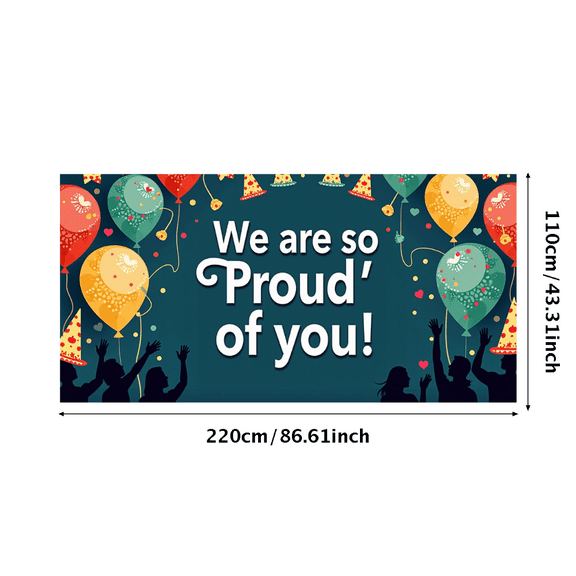 LUUFILx Congratulations Banner Graduation Party Decoration We Are So Proud of You Backdrop Supplies Gold Black Event Celebration Background Photography Decoration
