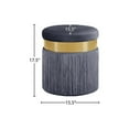 thumbnail image 3 of HomeStock Tribal Treasures Modern, Contemporary Velvet Upholstered Ottoman, 15.5" W x 15.5" D x 17.5" H-Color:Grey and Gold, 3 of 10
