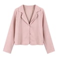 thumbnail image 2 of Zysthvn Long Sleeve Jacket Women Casual Lightweight Single Breasted Blazer Coats for Women Fall Lapel Cropped Solid Button Tops, 2 of 5