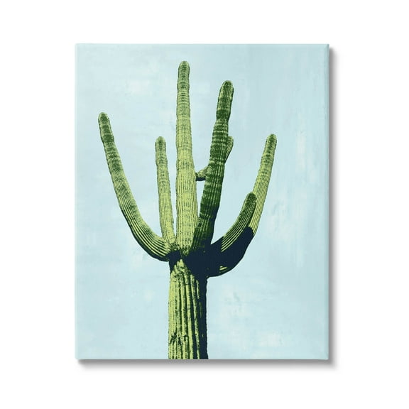 Looming Cactus Turquoise Sky Botanical & Floral Graphic Art Gallery Wrapped Canvas Print Wall Art
