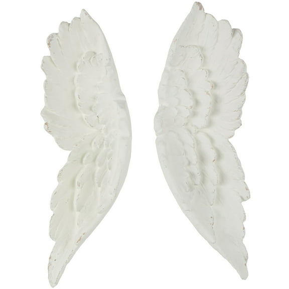 DecMode White Magnesium Oxide Carved Wings Bird Wall Decor (2 Count)