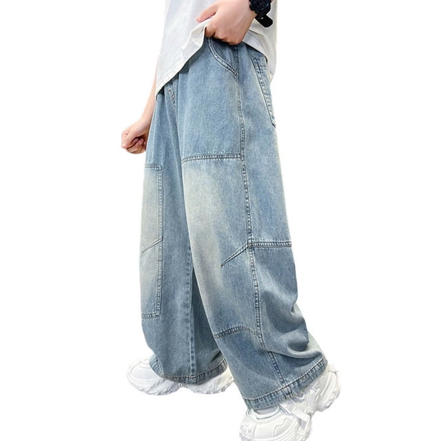 Niñas Vestido de Denim Cintura Ajustable con Pliegues Y Bolsillo Deportivo Casual para Niños Jeans Niñas