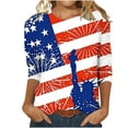 thumbnail image 2 of POTETI TShirts 4th of July Women Independence Day Carnival 3/4 Sleeve Crew Neck American Flag Print T-Shirts Tops, 2 of 4