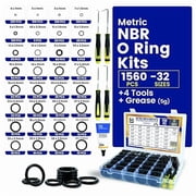 O Ring Kit - 1560 Pcs 32 Size - Nitrile Rubber O Rings Assortment Kit + 4 Hook Set & Grease Tube – for Automotive, Plumbing, Pressure Washer, Air or Gas Sealing Connections (O Rings 1560 Pcs)