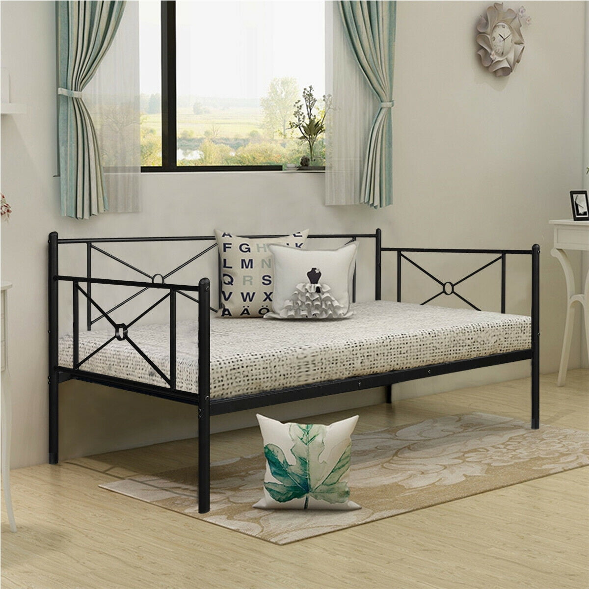 Gymax Twin Size Metal Daybed Frame Multifunctional Platform Bed Stable