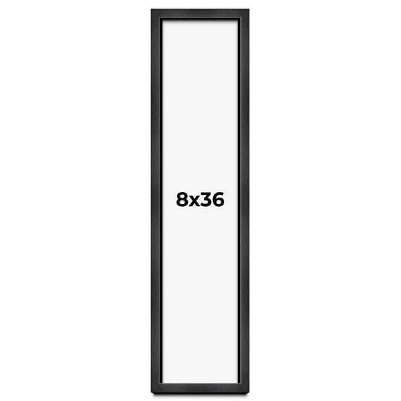 8x36 - 8 x 36 Charcoal Flat Solid Wood Frame with UV Framer's Acrylic & Foam Board Backing - Great