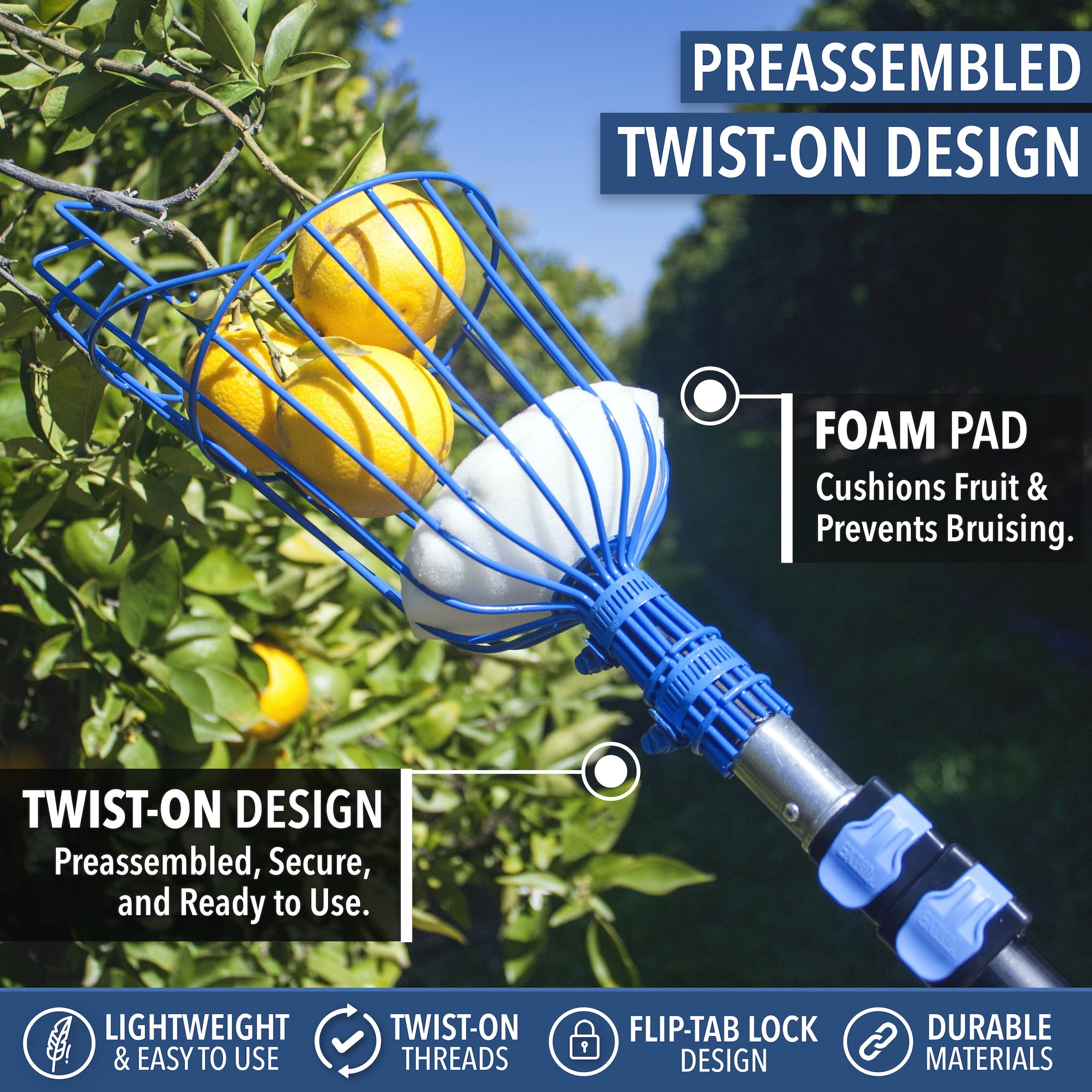 Eversprout Heavy Duty Garden Fruit Picker with Foam Cushion Rust-Resistant