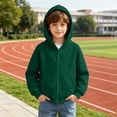 thumbnail image 4 of DJDLJWCJ Boys Full Zipper Hoodies Long Sleeve Warm Solid Color Hooded Sweatshirt for Boys Zip Up Jacket Green Size 11, 4 of 9