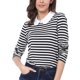 thumbnail image 2 of INSPIRAR CHIC Blusa de Manga Larga para Mujer con Cuello de Muñeca y Rayas en Contraste, Cierre Elástico en la Parte Posterior, Casual, Color Negro, 2 of 8