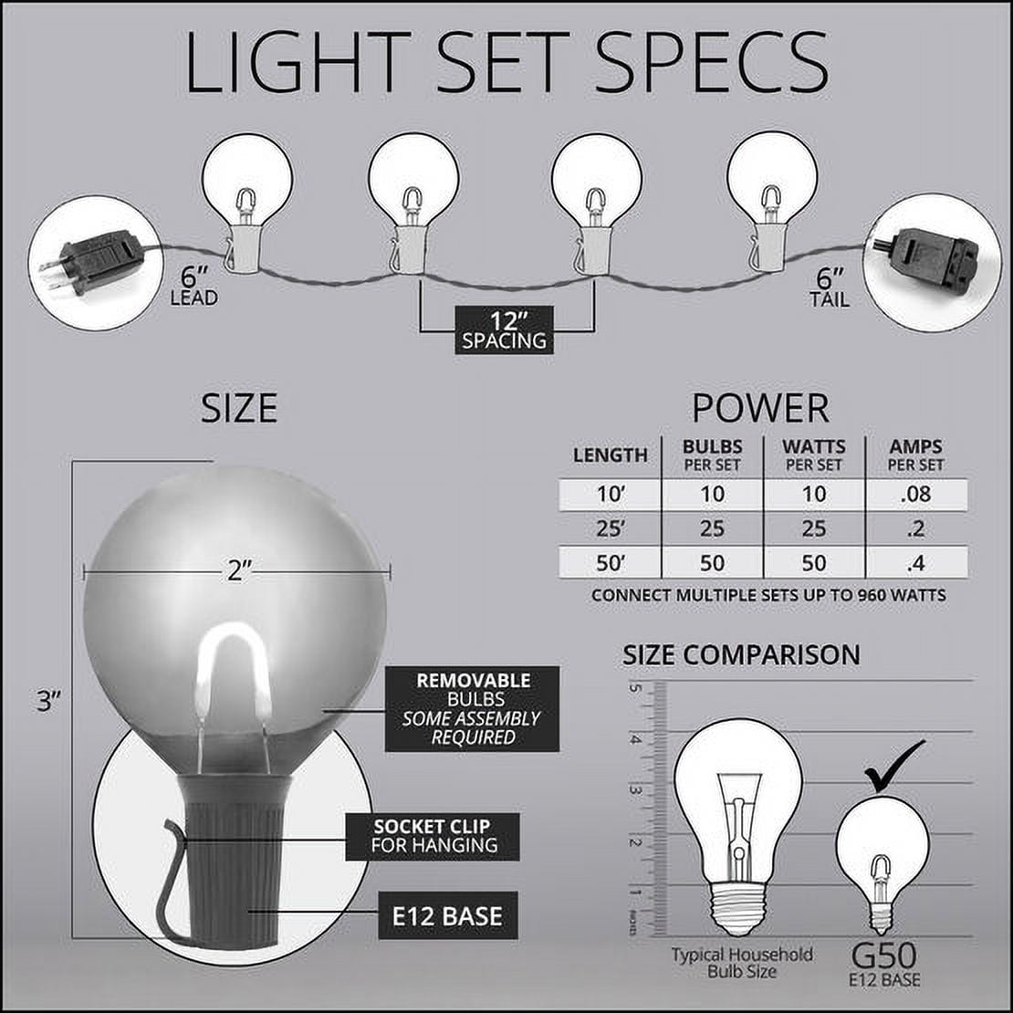 Wintergreen Lighting FlexFilament Edison Bulb Shatterproof G50 Multicolor Outdoor String Lights, 10 ft, 10 Lights