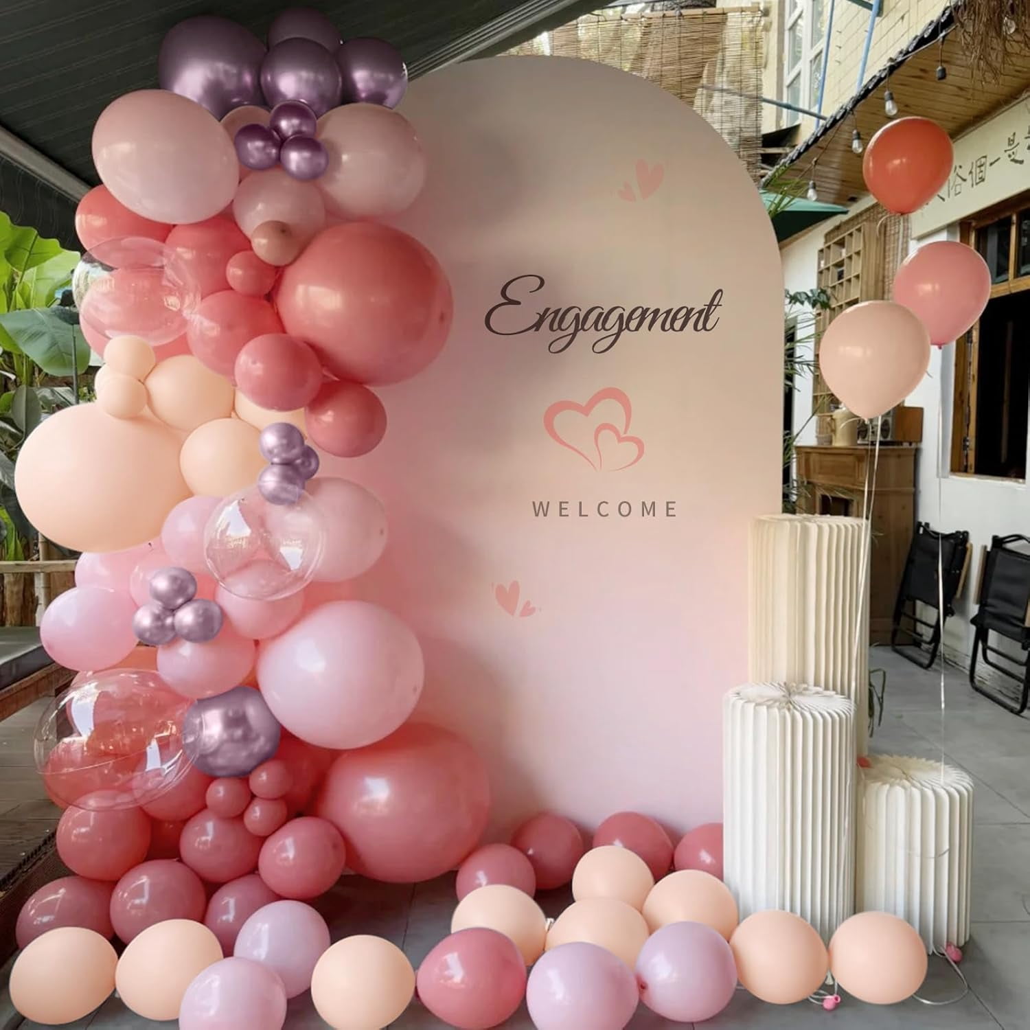 Burculy Dusty Pink Balloon Arch Kit, 166Pcs Pastel Nude Light Pink Metallic Balloons Garland for Wedding Bridal Baby Shower Princess Girl Women Birthday Party Decorations Visit the MEBAY Store