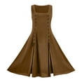 thumbnail image 2 of SMihono Vintage Medieval Renaissance Court Dress Sleeveless Button Down Swing Dress for Women Retro A-Line Summer Sundress Casual Fit Flare Midi Dress Coffee M, 2 of 8