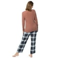 thumbnail image 6 of Fruit of the Loom Women's Beyond Soft Long Sleeve Waffle Top and Flannel Bottom Pajama Set, Sizes S-4X, 6 of 9