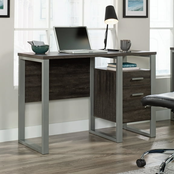 Sauder Rock Glen Single Pedestal Desk, Blade Walnut Finish