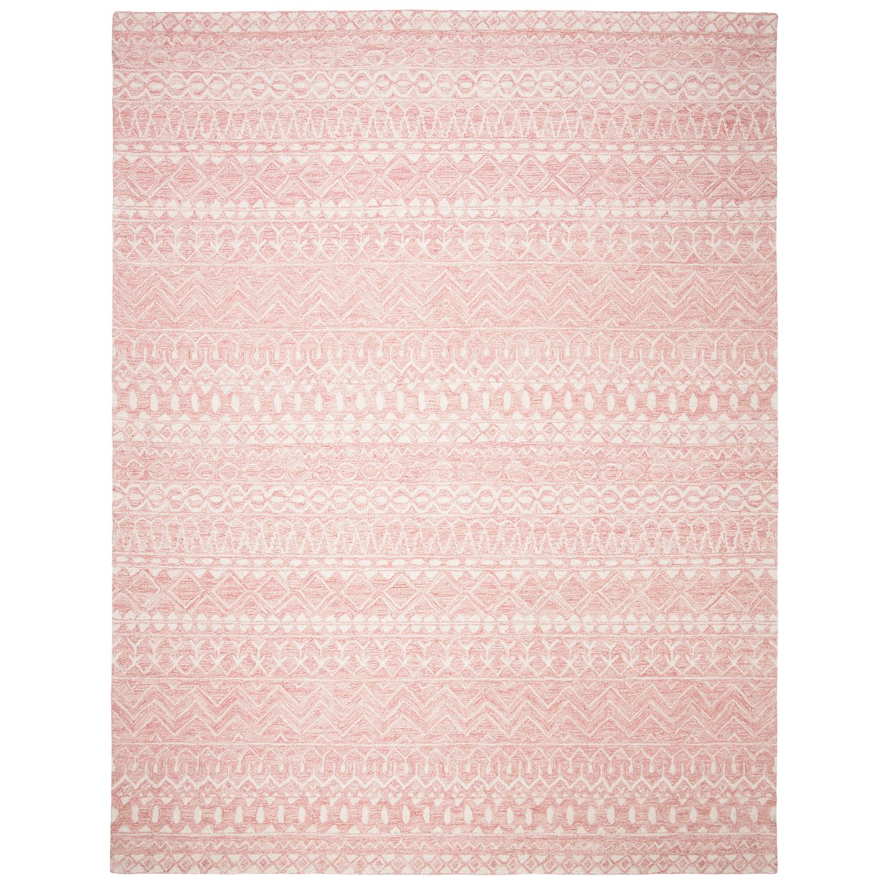 SAFAVIEH Micro-Loop Daithi Geometric Aztec Wool Area Rug, Pink/Ivory, 8' x 10'