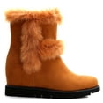 thumbnail image 4 of Ferwind Women's Ankle Booties Low Wedge Heels Suede Winter Shearling Style Adult Tan  9, 4 of 9