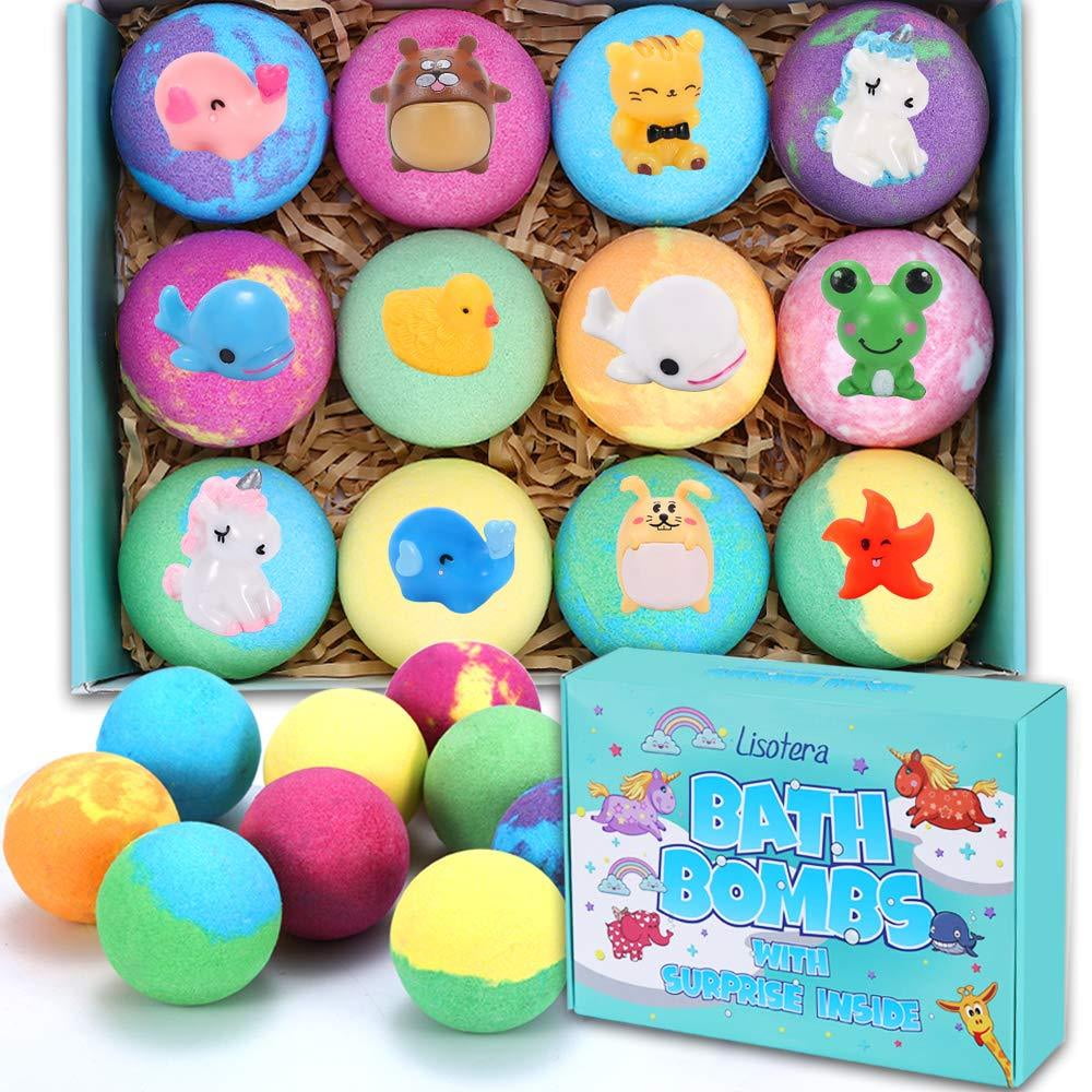 Bath Bombs for Kids with Toys Inside 12 Gift Set for Girls Boys, Kids
