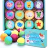 Bath Bombs for Kids with Toys Inside - 12 Gift Set for Girls Boys, Kids Safe Bubble Bath Fizzies Vegan Essential Oil Spa Fizz Balls Kit