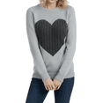 thumbnail image 3 of YEMAK Women's Pullover Sweater Long Sleeve Crewneck Cute Heart Cable Knit MK3506 (S-L)-GREY/BLACK-S, 3 of 7
