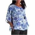 thumbnail image 2 of Viluyesy 3/4 Sleeves T-Shirt Women Round Neck Shirt Tops Loose Blouse Multicolor Size M, 2 of 5