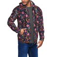 thumbnail image 2 of Wukai Dancing Skeletons Floral Garden Print Men's Zip-Up Hoodie,Fleece Full-Zip Hoodie for Men, Hooded Sweatshirt-Small, 2 of 5