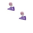 thumbnail image 2 of Delight Jewelry Acrylic 3/4" Purple Cheer Megaphone Pink Crystal Clip on Earrings, 2 of 5