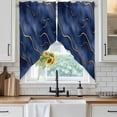 thumbnail image 4 of Navy Blue Marble Kitchen Window Curtains, Swag Curtains Valance for Bedroom Living Room Bathroom, Modern Golden Geometric Art Rod Pocket Window Treatment Curtain Block Drapes 2 Panels 36"x36", 4 of 9