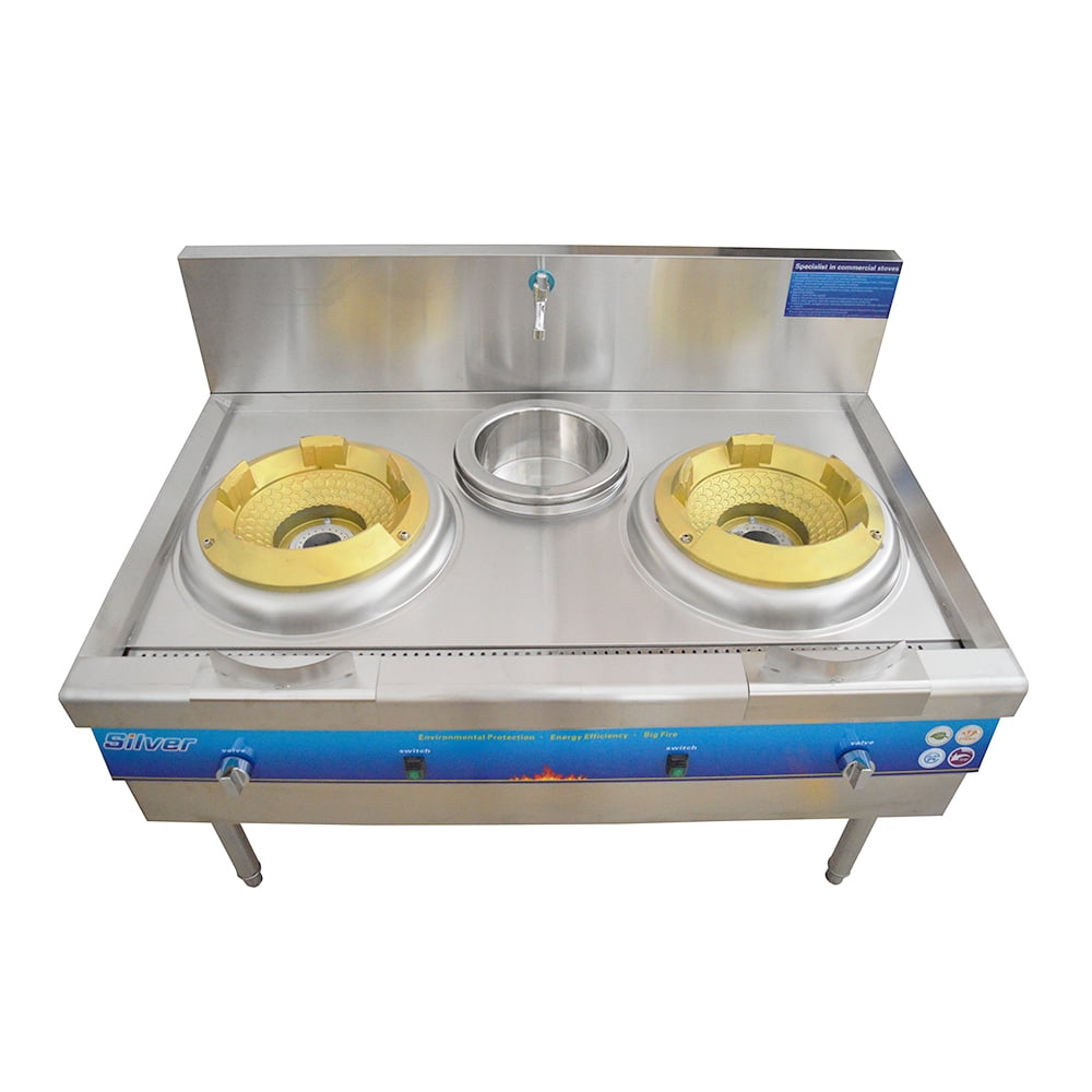 Techtongda Commercial Doublehead High Fire Stove Chinese Cooking Stove