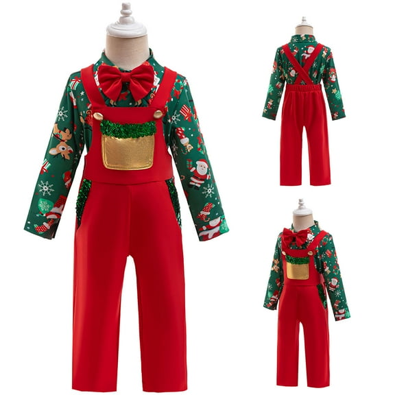 Toddler Baby Boy Santa Claus Gentleman Outfits Jumpsuit Shirt Cosplay Suit for 1-2T