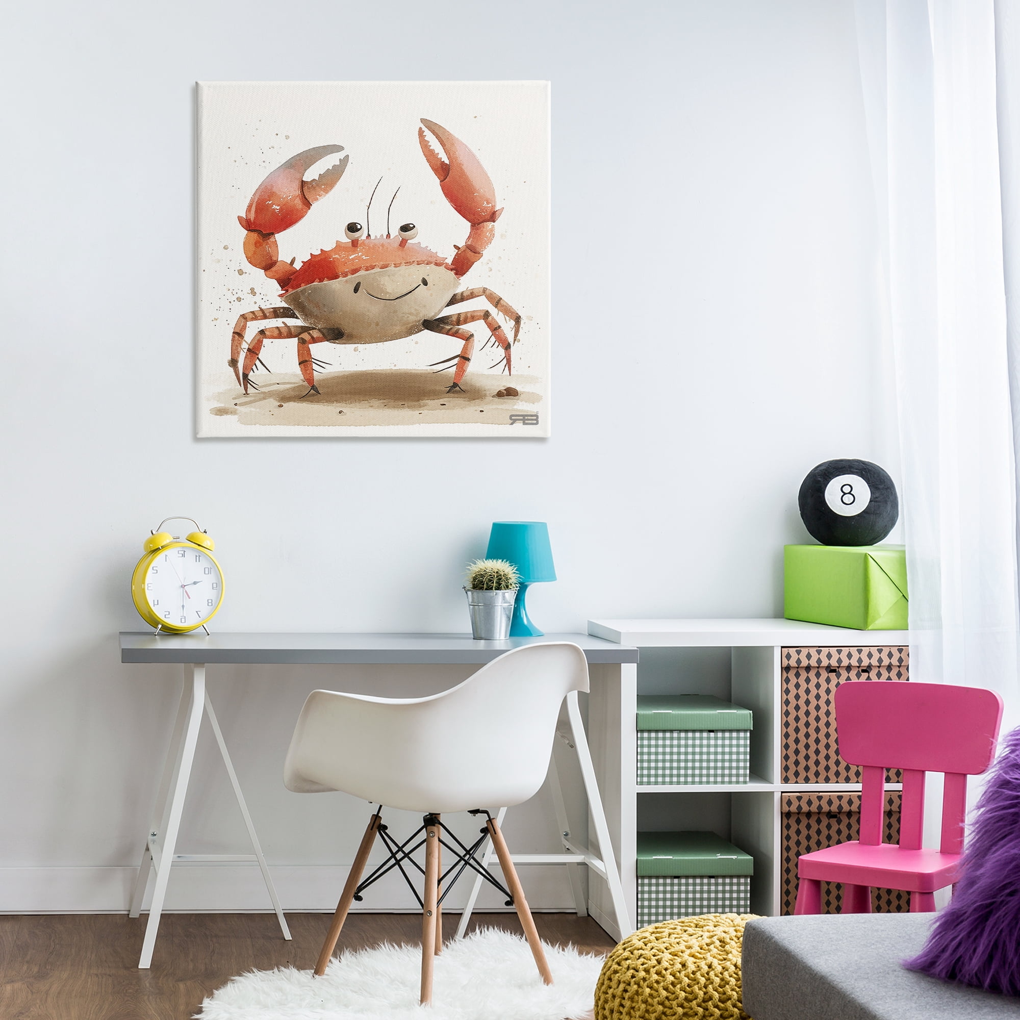 Stupell Industries Happy Beach Crab Animals Painting Wrapped Canvas Art Print Wall Art, 30 x 30