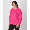 thumbnail image 3 of Hanes Women's Long Sleeve Scoop-Neck Cotton T-Shirt (Plus Size) Amaranth 1X, 3 of 5