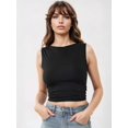 thumbnail image 3 of Slim Fit Boat Neck Crop Top with Back Detail, 3 of 5