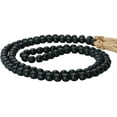 thumbnail image 3 of Creative Co-Op Paulownia Wood Bead Garland with Jute Tassels, Distressed Black, 3 of 7