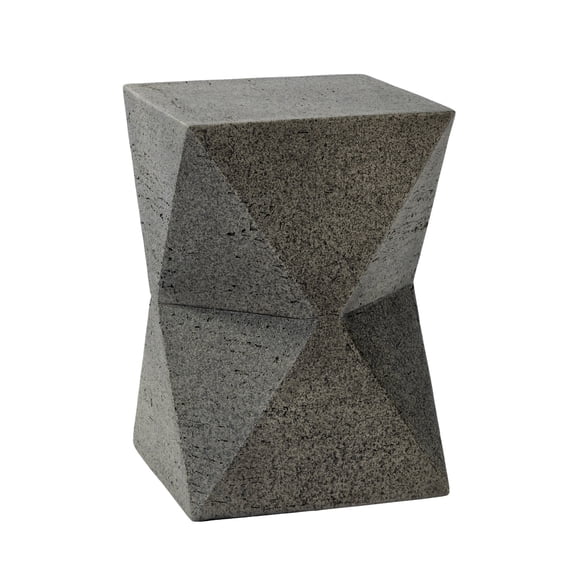 Outdoor Side Table – Lightweight Stone Patio Coffee Stand, Concrete End Table for Backyard, Balcony