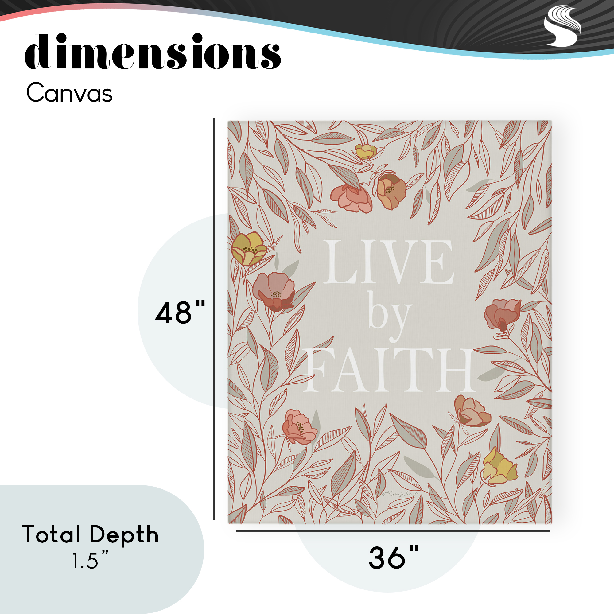 Live By Faith Rosy Florals Canvas Wall Art, design by Kelley Talent