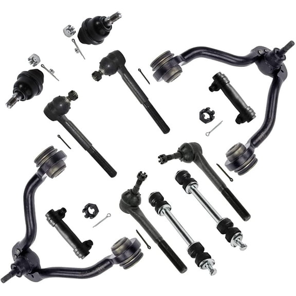 Detroit Axle - 4WD Front End 12pc Suspension Kit for Chevy GMC K1500 K2500 Suburban Tahoe Yukon Escalade, Upper Control Arms Lower Ball Joints Tie Rods Adjusting Sleeves Sway Bars