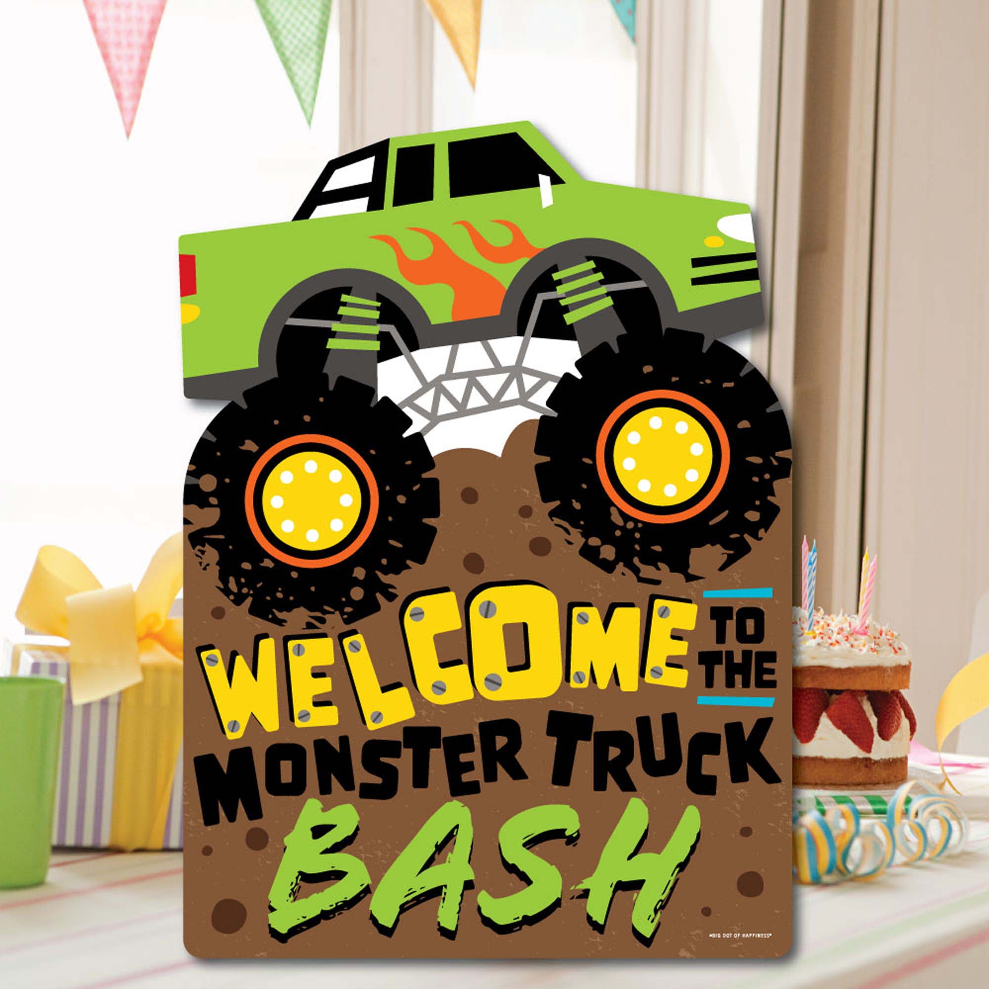 Smash Crash Truck Bash Birthday Backdrop For Boys - Lofaris